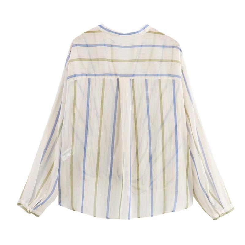 European & American Style Women's Casual Fashion Metal Line Pattern Shirt