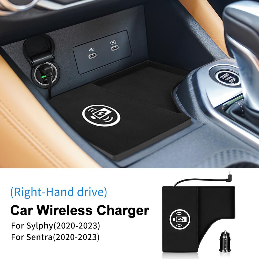For Nissan Sylphy/Sentra     2024 2025 Wireless Phone Charging Pad Silicone Charger 15W Adapter for iphone