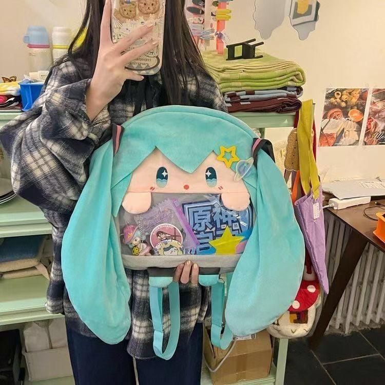 Hatsune Plush Miku Backpack Schoolbag Cartoon Single Shoulder Bag Crossbody