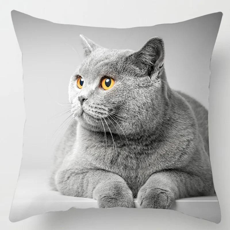 Süße Katze Umarmungskissenbezug Haustier Interaktive Illustration Kissen Heilende Heimdekoration Sofakissen
