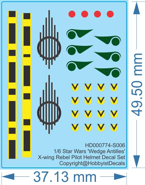 Star Wars  Wedge Antilles  X-wing Rebel Pilot Helmet Decal Set