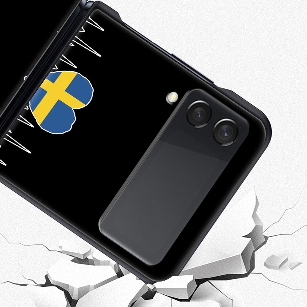 Vlajka britského srdečního tepu Čína Láska Linka Pouzdro na telefon pro Samsung Galaxy Z Flip 3 4 5 Černé skládací mobilní pouzdro Tvrdý PC Ochranný kryt