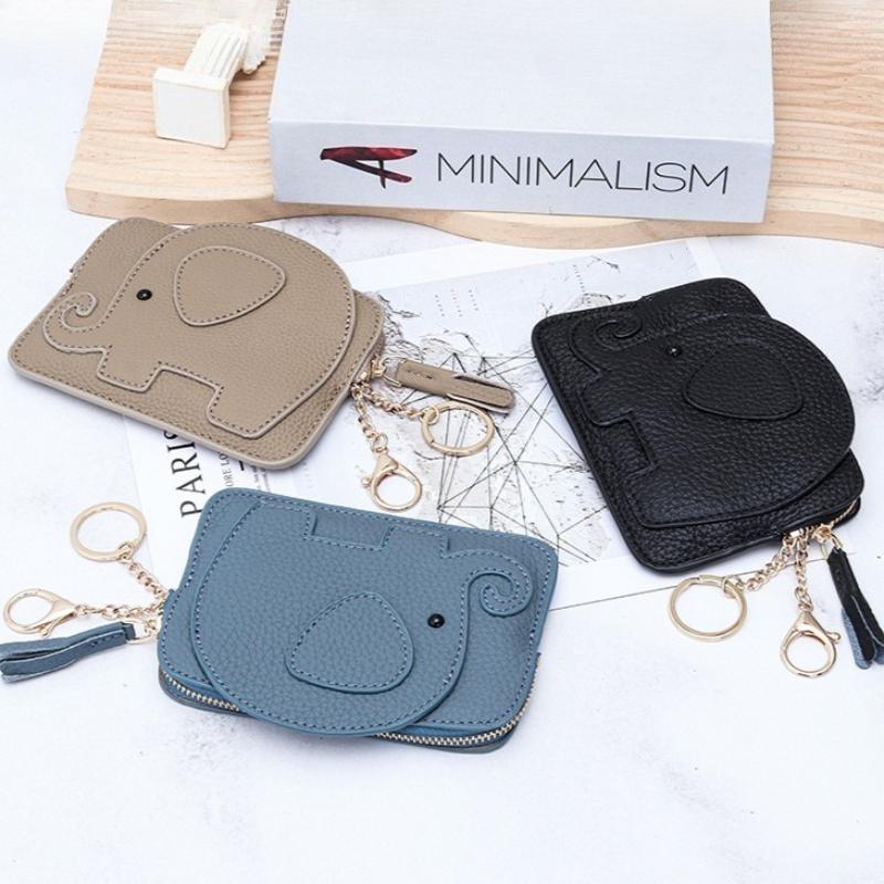 Animal Elephant Shape Coin Purse with Hanging buckle Fashion Women Genuine Leather Chic Clutch Coin Organizer for Girls