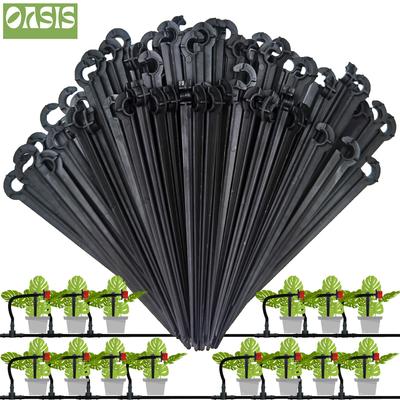 50-200 piezas de estacas de soporte de vástago fijo con gancho tipo C de 1/4'', duraderas, para manguera de 4/7 mm, maceta, riego por goteo, invernadero