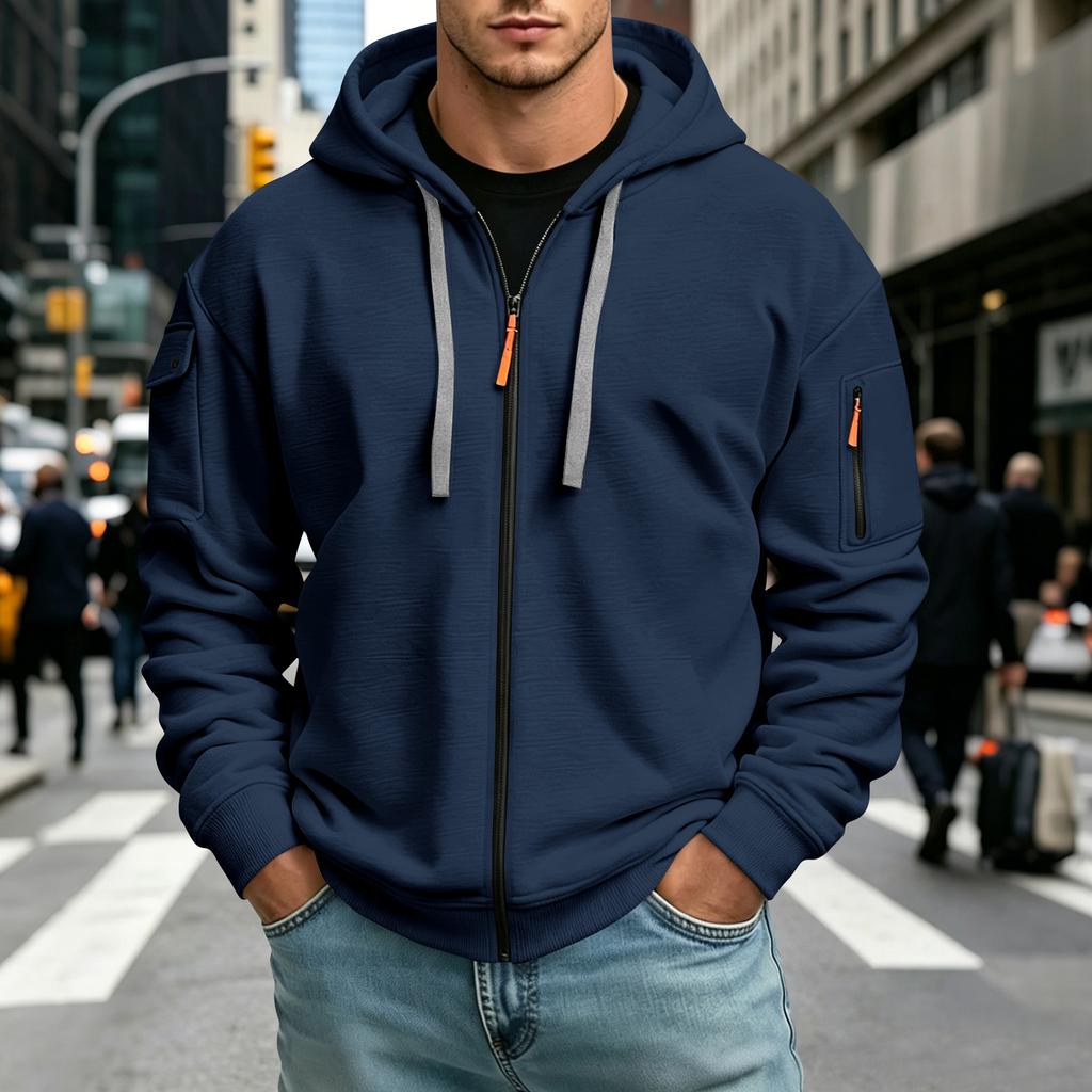 Men's Color Hoodie Long Sleeve Casual Pullover Sweatshirt for Everyday Wear