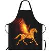 Fire Pegasus Kitchen Apron Abstract Fantasy Animal Horse Wing Burn Bright Flame Gallop Cooking Bib Apron for Chef Restaurant Home Cleaning Serving