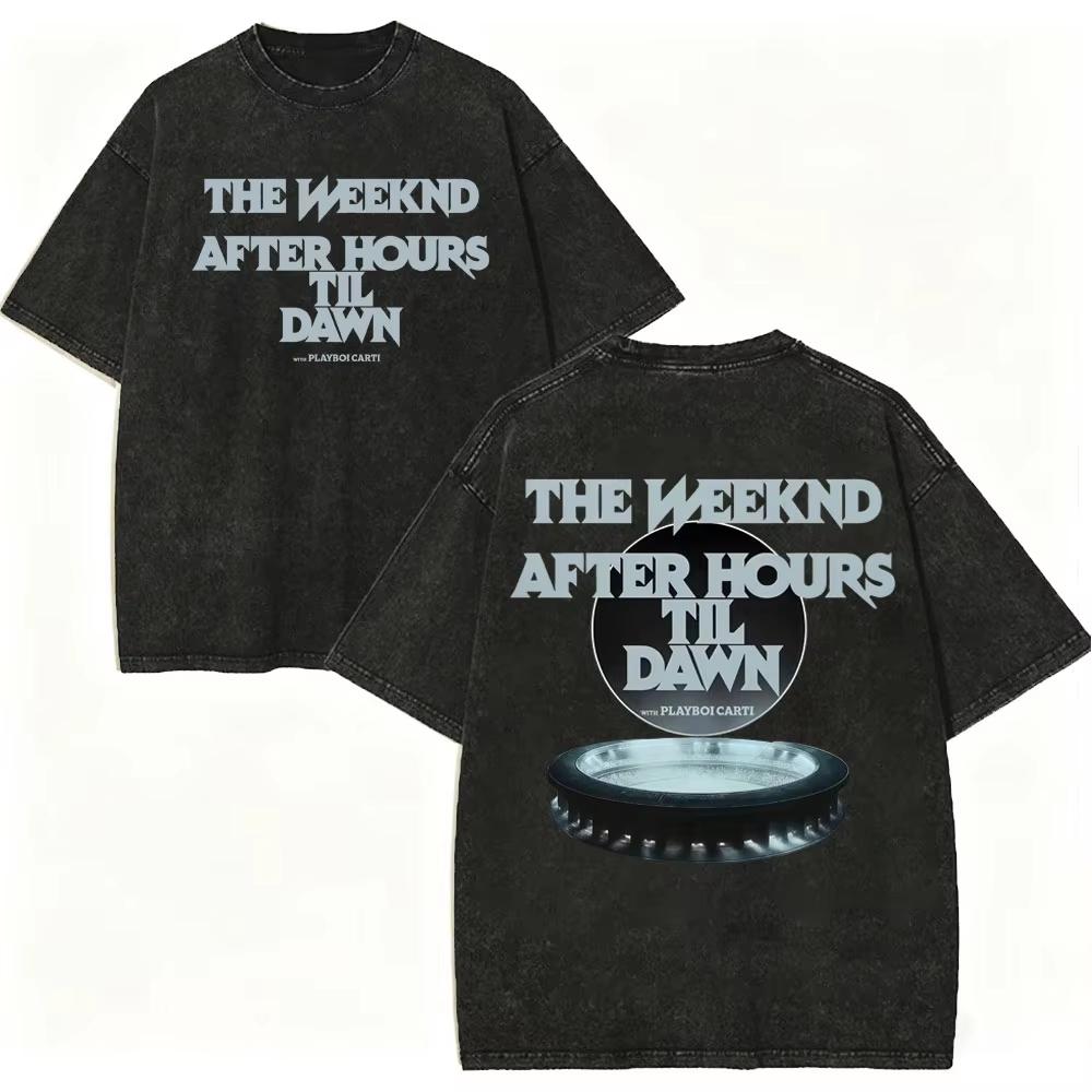 2026 Summer Hot Sale Vintage Washed Rapper The Weeknd Graphic T Shirts After Hours Til Dawn Tour T-shirt Men Women Vintage Streetwear Oversized Tshirt