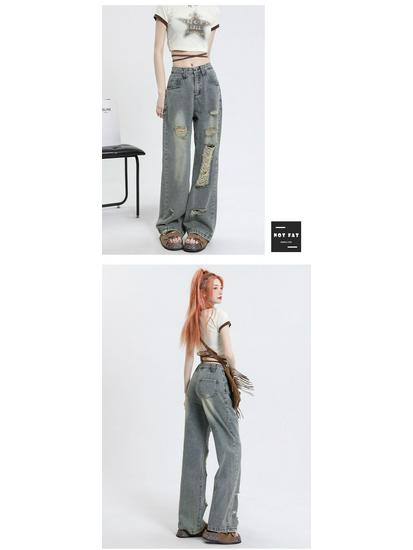 High Waist Ripped Wide Leg Jeans for Women - Trendy Slimming Fit