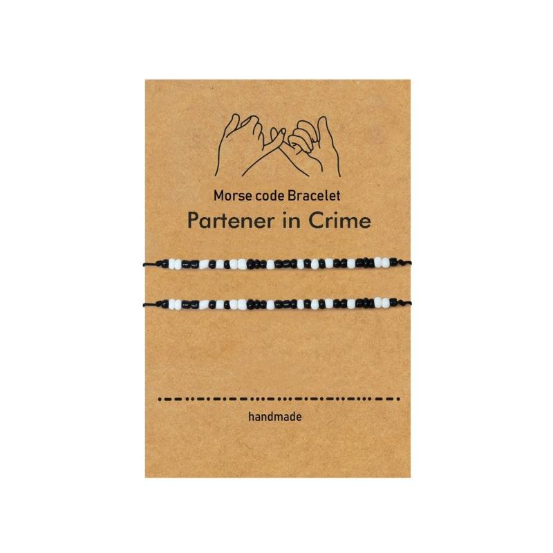 JYL TS Bracelet  Bohemian Morse Code Weave With Card Invokes Mystery & Connection