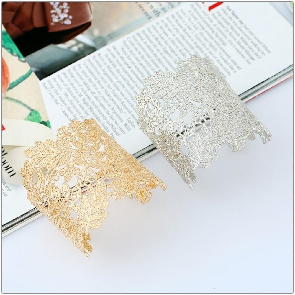 Elegant Hollow Out Bangle Alloy Wide Open Bangle Retro Exaggerated Bracelet for Women