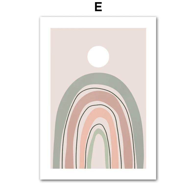 Abstract Nordic Rose Daisy Rainbow Sun Geometry Shapes Wall Art Posters Prints Canvas Painting Pictures For Living Room Decor