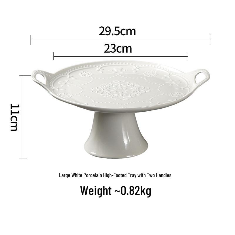 Ceramic Cake Stand with High Foot, Glass Cover & Dessert Plate