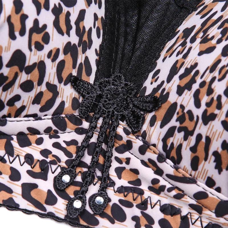 Thin Bra No Steel Ring Sexy Leopard Print Gather Tube Top Anti-Glare Underwear Thin Breathable Large Size Women's Underwear