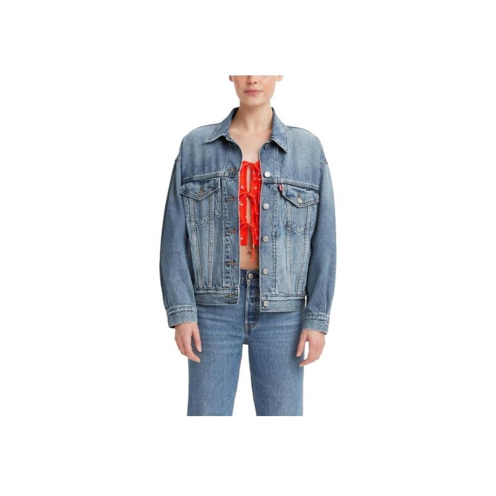 Levis Gradient Single-Breasted Collar Vintage Wash Denim Jacket Women Jackets Light-Blue A1743-0046