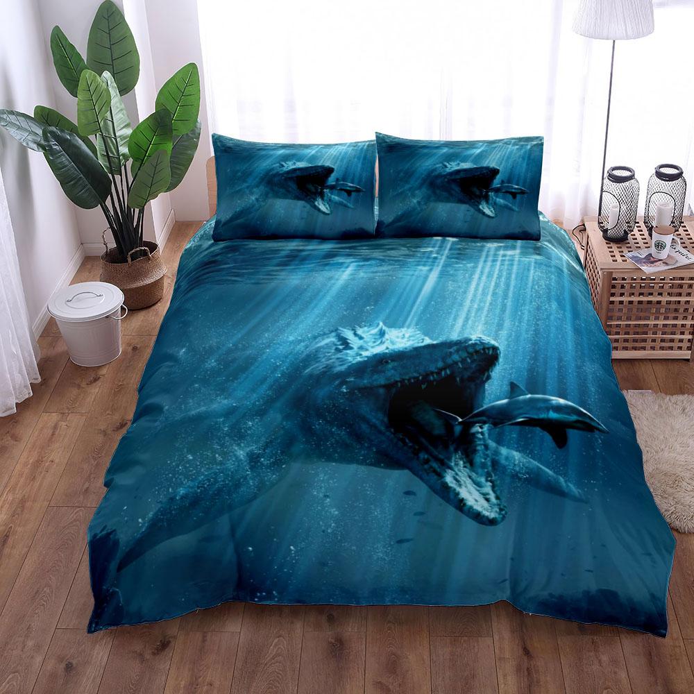Eaten Shark Adventure Bedding Set King Queen Double Full Twin Single Size Bed Linen Set