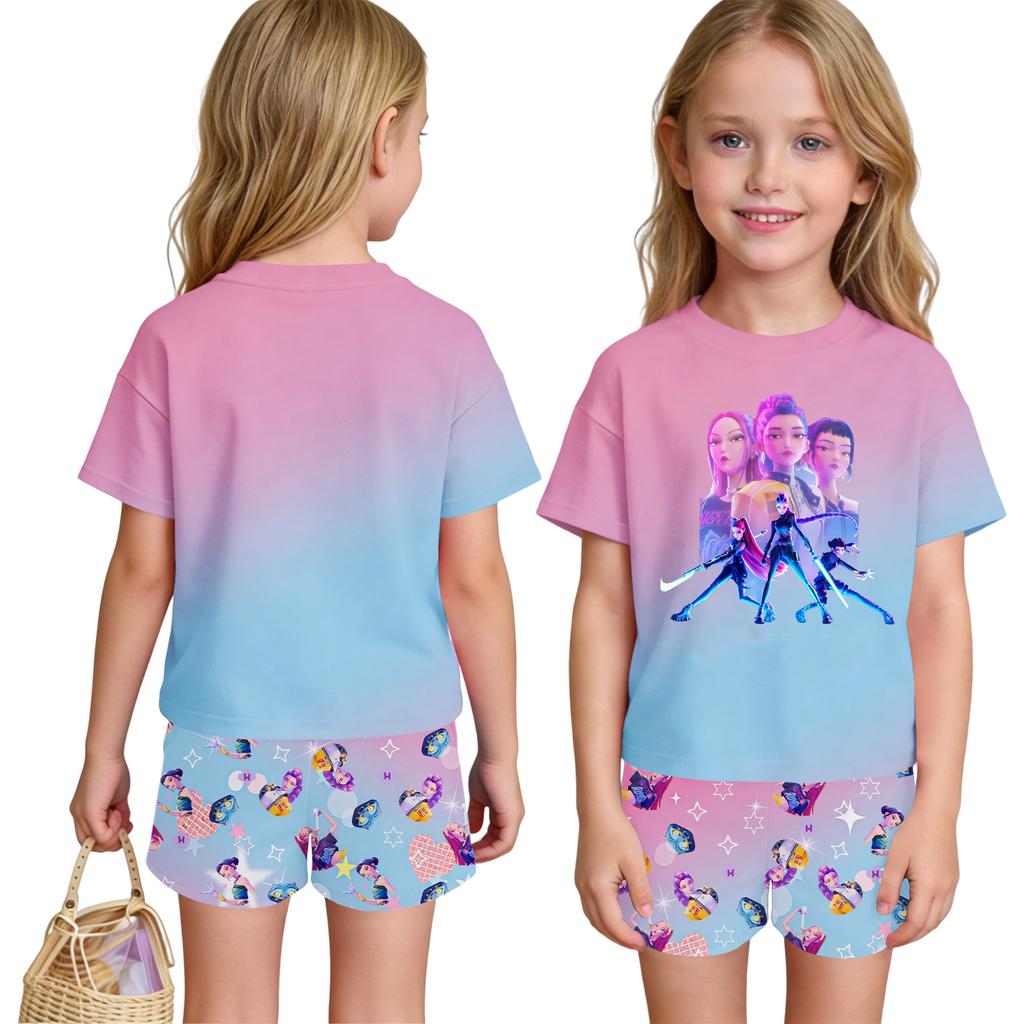 Children's Casual Short Sleeve And Shorts Letter Print Set