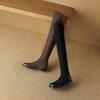 Krazing Pot Flock Autumn Winter Shoes Low Heels Size 43 Long Boots Slip On Stretch Over-the-knee Boots