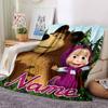 Custom Name Forest Friends Adventure flannel Blanket for Super Soft Cute Comfort Blanket for Travel Bedding Couch Sofa Blanket