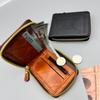 Men’s Short Zipper Wallet PU Leather Dollar Pattern Embossed Bifold Wallet Coin Pocket Card Holder Small Wallet