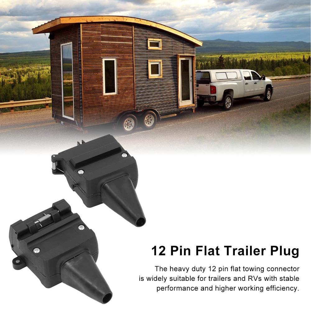 Flachstecker Design 12-Pin Flach Anhängerstecker Steckdosen-Set 12V Strom 12V Stromanschluss Anhängerstecker Anhängeranwendungen