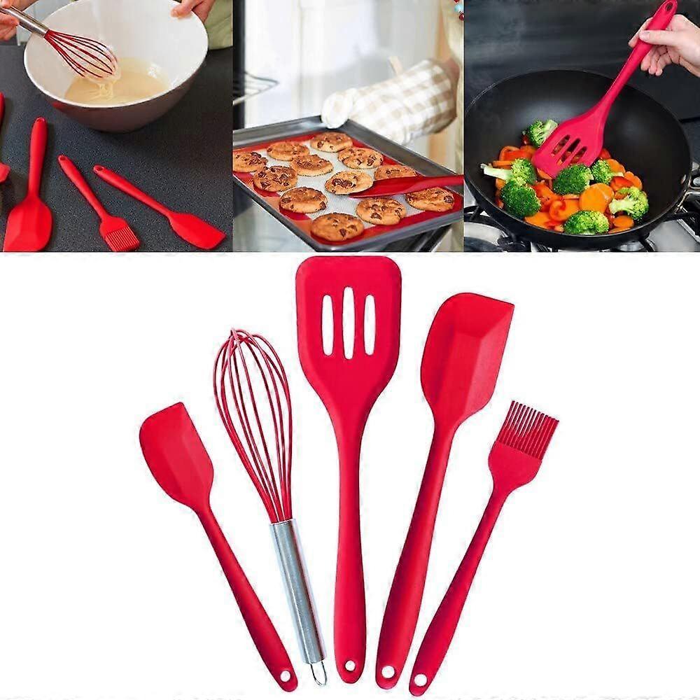 5-Piece Silicone Kitchen Utensil Set, Non-Stick Heat-Resistant Baking & Cooking Tools with Whisk