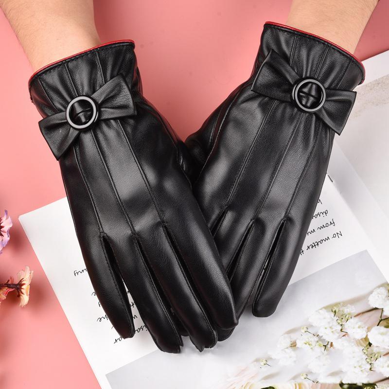 Winter Gloves Women's Thickened Warm and Cute Cold-proof Plus Velvet Touch Screen Korean Version Driving and Cycling Gloves