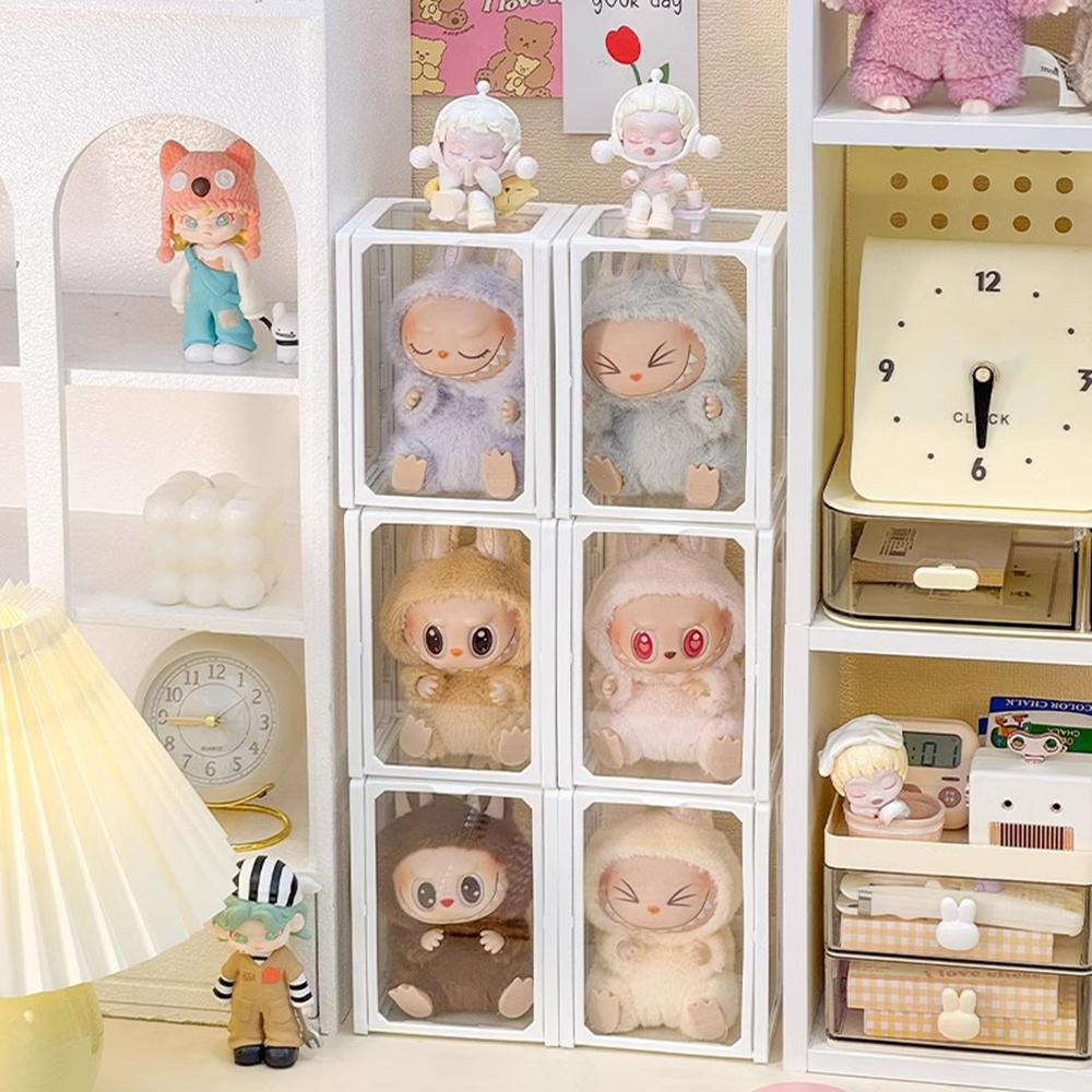 6pcs Display Box Glass Doll Storage Box Cotton Doll Blind Box Handmade Transparent Baby Cabinet
