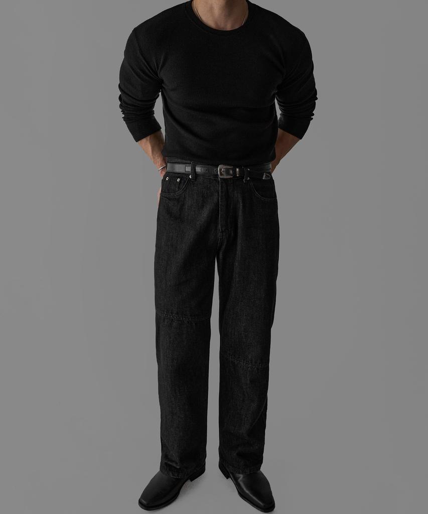 Baulopeulodeogteu Hairy Muscle Round Long Sleeve Knit Tee [Black]