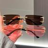Lunettes de soleil à bord coupé sans monture femmes hommes style rétro européen américain protection UV unisexe mode