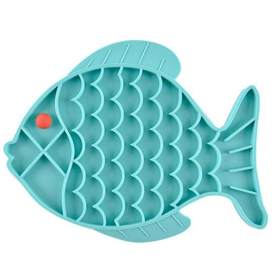 

Pet Dog Cat-Slow Feeder Fish Shape Food Bowl Anti Choking Feeding Dish Plate синий