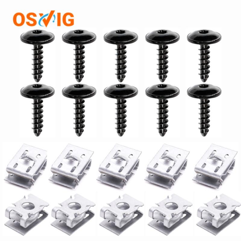 10set T25 M5-2x16mm Fender Liner Splash Shield Bumper Cover Torx Screw & U-nut Kit For Volkswagen N90974701 N90959101 10set