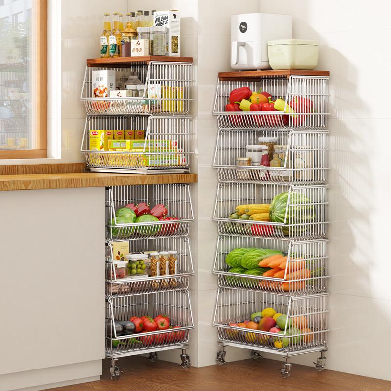Multi-Tier Floor Storage Rack for Fruits, Vegetables & Snacks