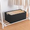Sturdy Fabric Storage Bin With Reinforced Bottom Wooden Handles for Bedroom Office