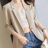 Blazer da donna viola alla moda e leggero con maniche a 3/4