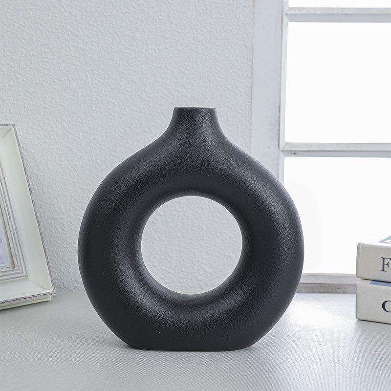 Nordic Ceramic Circle Vase - Creative Home Decor for Living Room