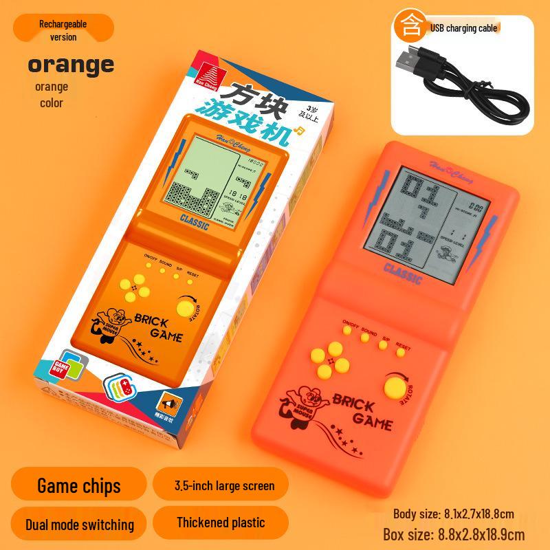 "Classic Large-Screen Retro Tetris Handheld Game Console for Kids"