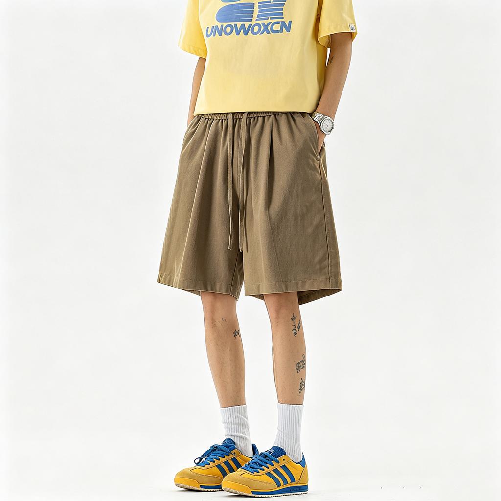 Men's Solid Color Summer Casual Shorts Fashion Beach Pants Running Sport Loose Straight Short for Men