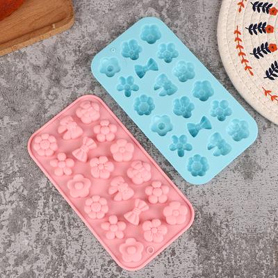 1Pc 18Cavities Flower Bow Tie Silicone Mold Diy Pudding Ice Baking Tools Biscuit Pastry Dessert Fondant Candle Cake Mold