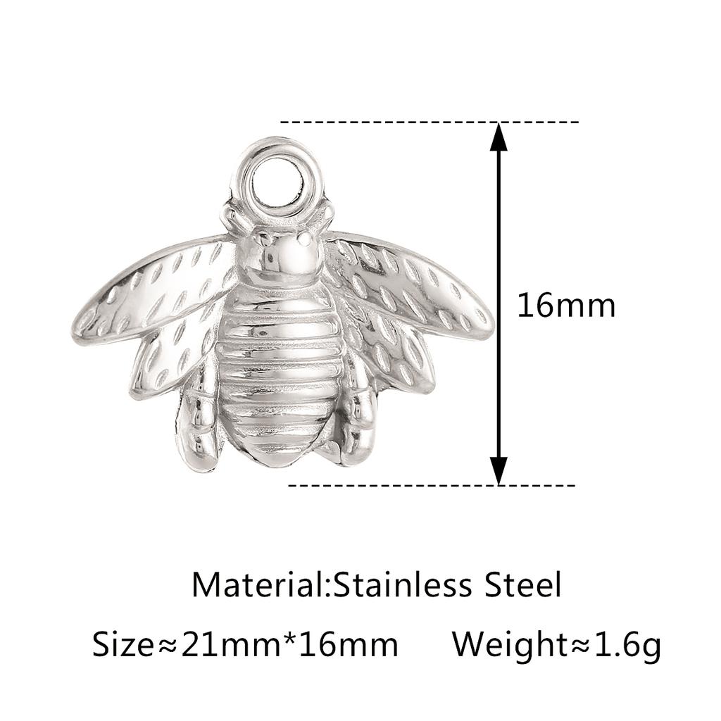 3Pcs Rose Flower/Daisy/Clover/Bee/Butterfly Charms Stainless Steel Pendant DIY Necklace Bracelet Earring Jewelry Making Finding