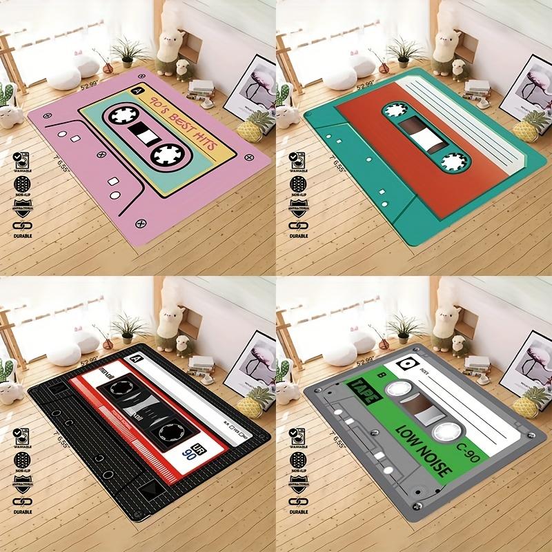 Retro Cassette Tape Design Area Rug Floor Mat Non-Slip Waterproof Rug for Living Room Bedroom Kitchen Outdoor Decor Carpet
