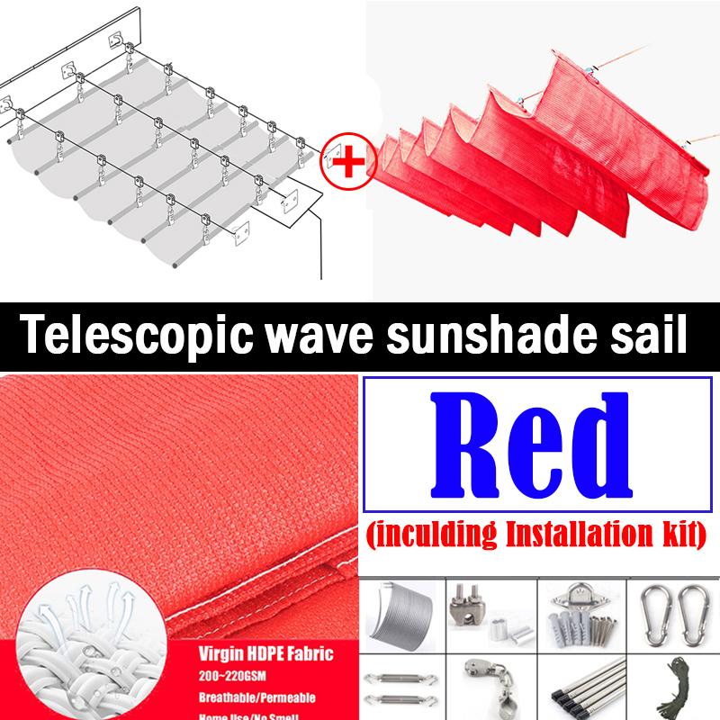 Width 3m Outdoor Telescopic Sun Shade Sail UV Resistant Swimming Pool Shading Cover Patio Pergola Retractable Shading Cover