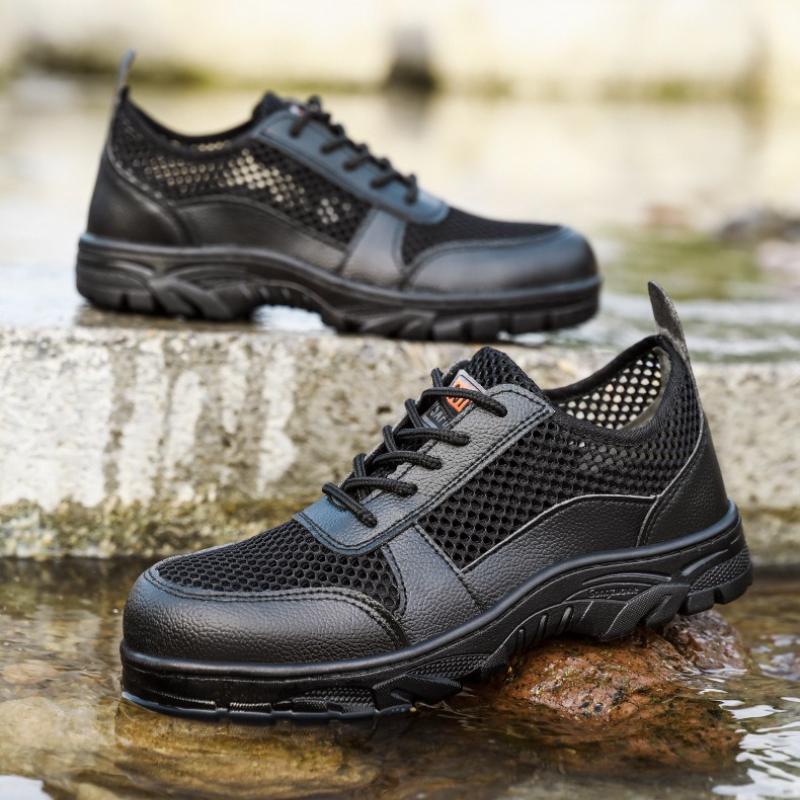 Fashion Summer Mesh Shoes Men Sneakers Work Puncture-Proof Safety Shoes Men Steel Toe Shoes Breathable Light Men's Casual Shoe