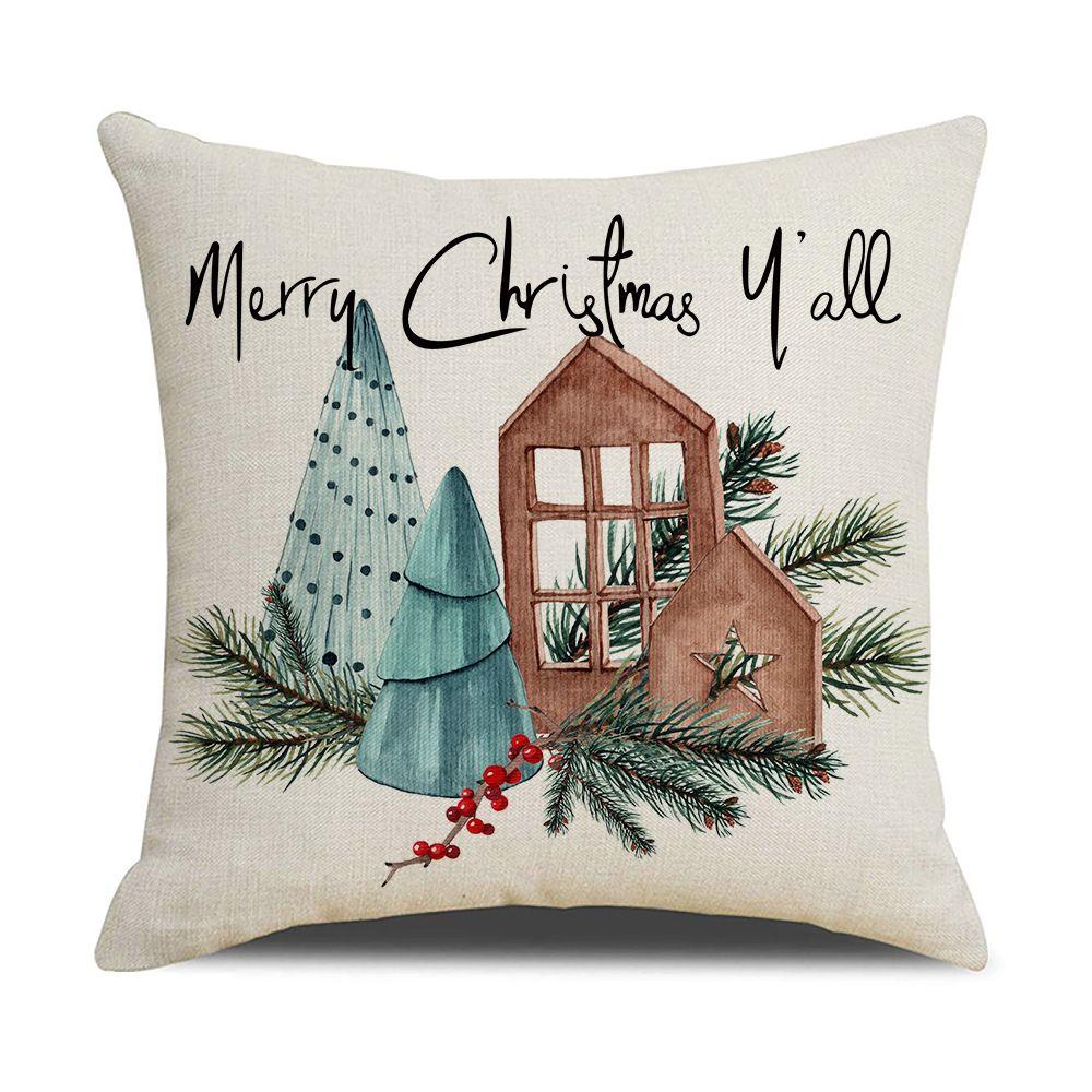New Year Cartoon Christmas Decorations Christmas Pillowcase Pillow Cover Polyester Cushion Cover