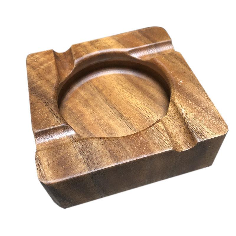 Retro Walnut Solid Wood Ashtray: Creative, Durable, Large-Slot Engraved Design – Perfect for Home or Hotel Use