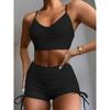 Drawstring Front Shorts Bikinis 2025 High Waist Swimsuit Women Swimwear Female Bathers Bathing Swimming Swim Suit Beachwear