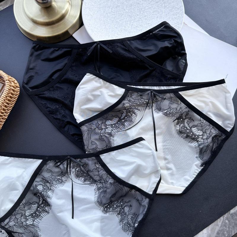 Ladies Spring Summer Bright Face Light Luxury Lace Edge Ice Silk Sexy Panties