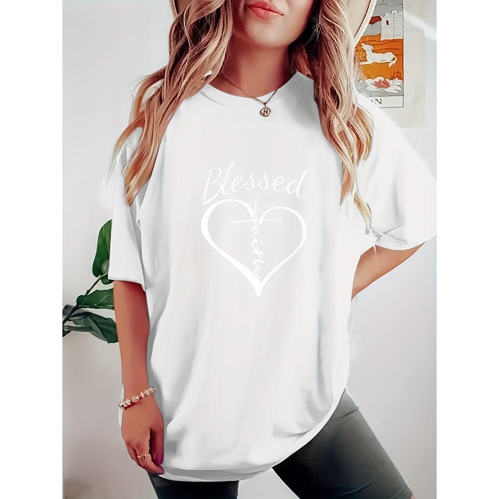 

Plus size women s clothing, fashionable printed round neck T-shirt, casual style for women, 5XL