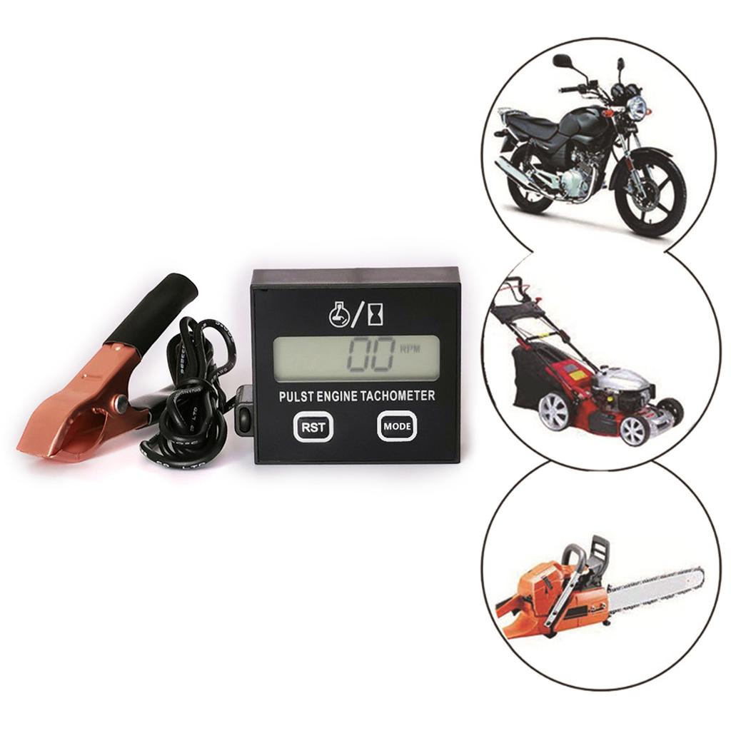 Inductive Hour Meter Waterproof Tachometer Digital Speedometer Replaceable Battery Tachometer for Mower Tractor Chainsaw