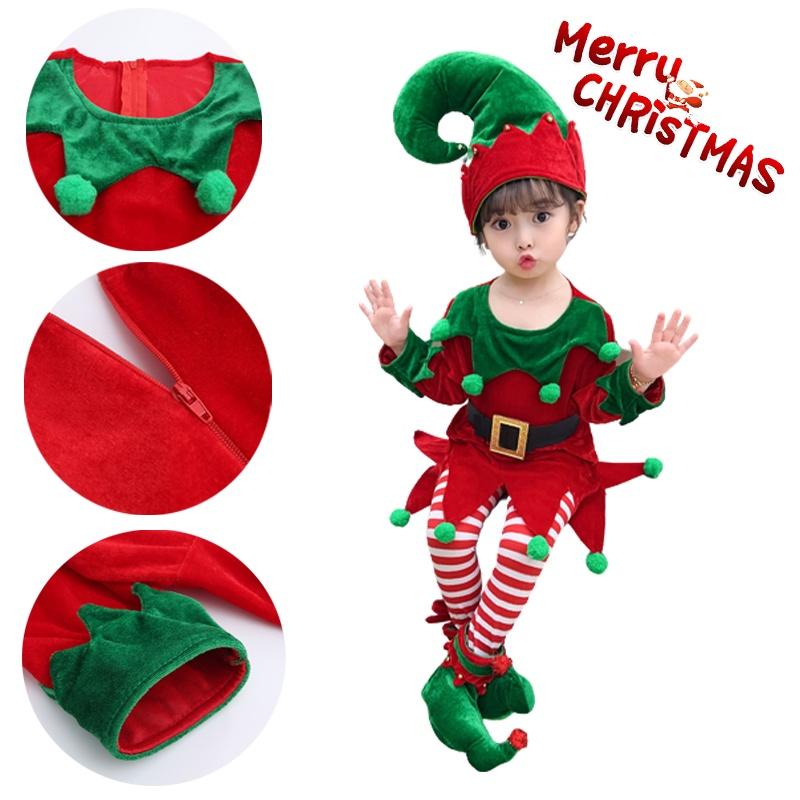 Stunning Christmas Elf Toddler Cosplay Costume With Shoes Stockings