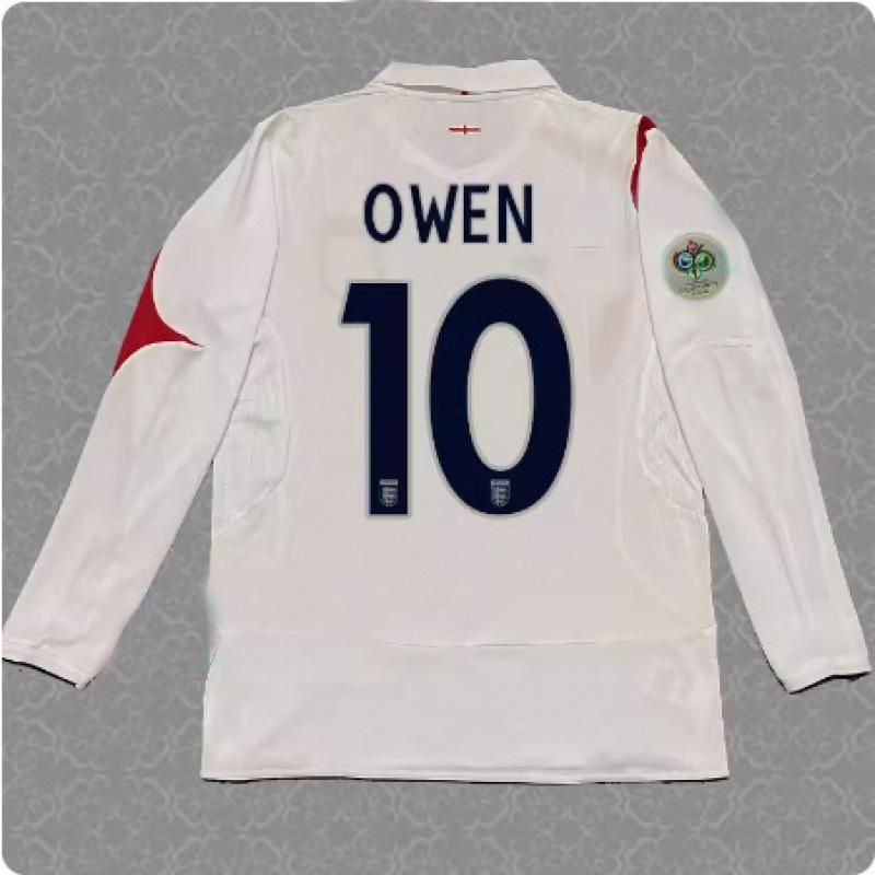 2006 England jersey home No. 7 Beckham long-sleeved football jersey retro 06 World Cup 4 Gerrard